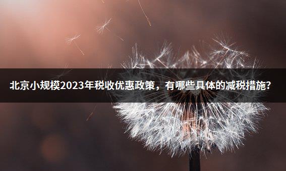 北京小规模2023年税收优惠政策，有哪些具体的减税措施？-1